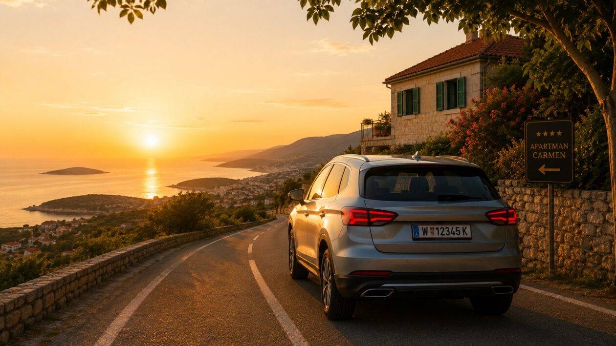 Put automobilom prema otoku Krku i Apartmanu Carmen