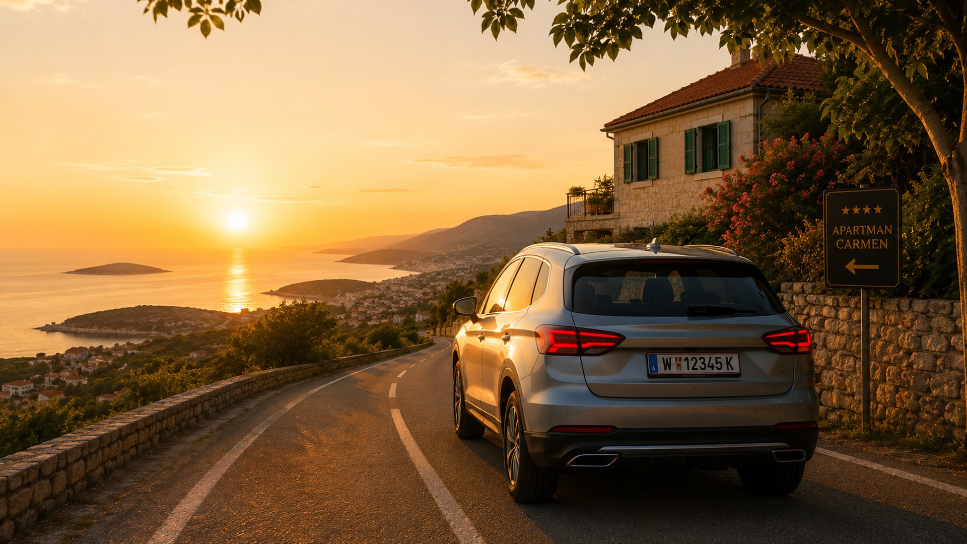 Put automobilom prema otoku Krku i Apartmanu Carmen