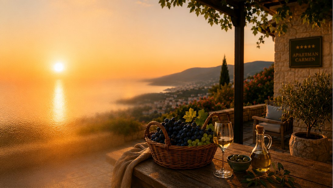 Kasna sezona na otoku Krku — vinogradi, masline i mirno more u rujnu