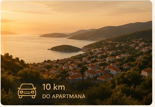Dolazak na otok Krk zrakoplovom i cestom uz more u zalasku sunca