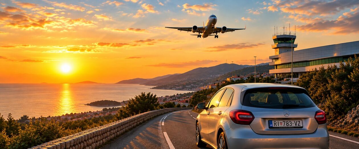Arriving by plane at Rijeka Airport on the island of Krk